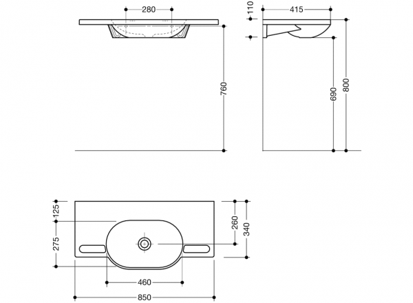 Raumsparende Waschtische - Komfort auf kleinstem Raum - 850 mm breit