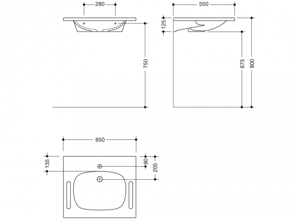 Normgerechte Waschtische / DIN 18040 / Integrierte Barrierefreiheit / ovale Becken